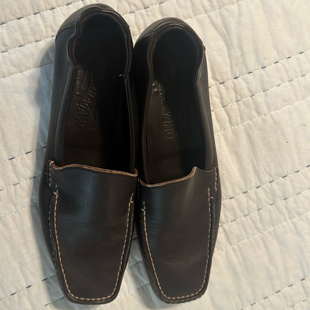Brown ferragamo loafers